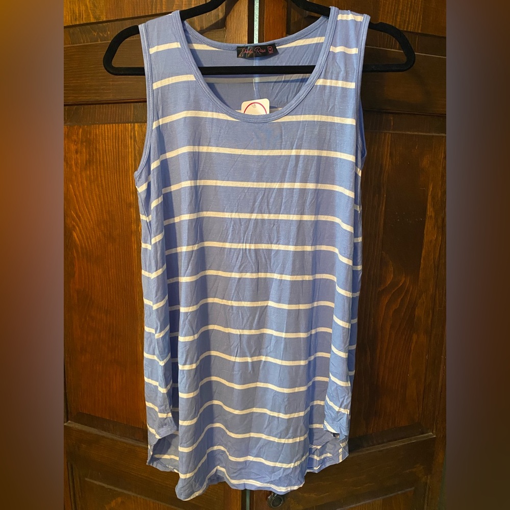 Shiela Rose-Nadine West-Blue Stripe Tank Top
